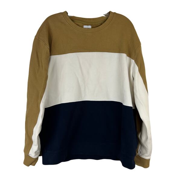Zara Womens Sweatshirt Size XXL Blue Tan White Colorblock Athleisure Casual - Picture 1 of 6